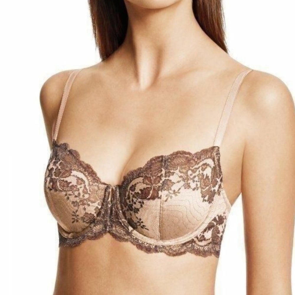 Wacoal Lace Affairs Underwire Bra Frappe Cappuccino Size 32B Unlined 851256